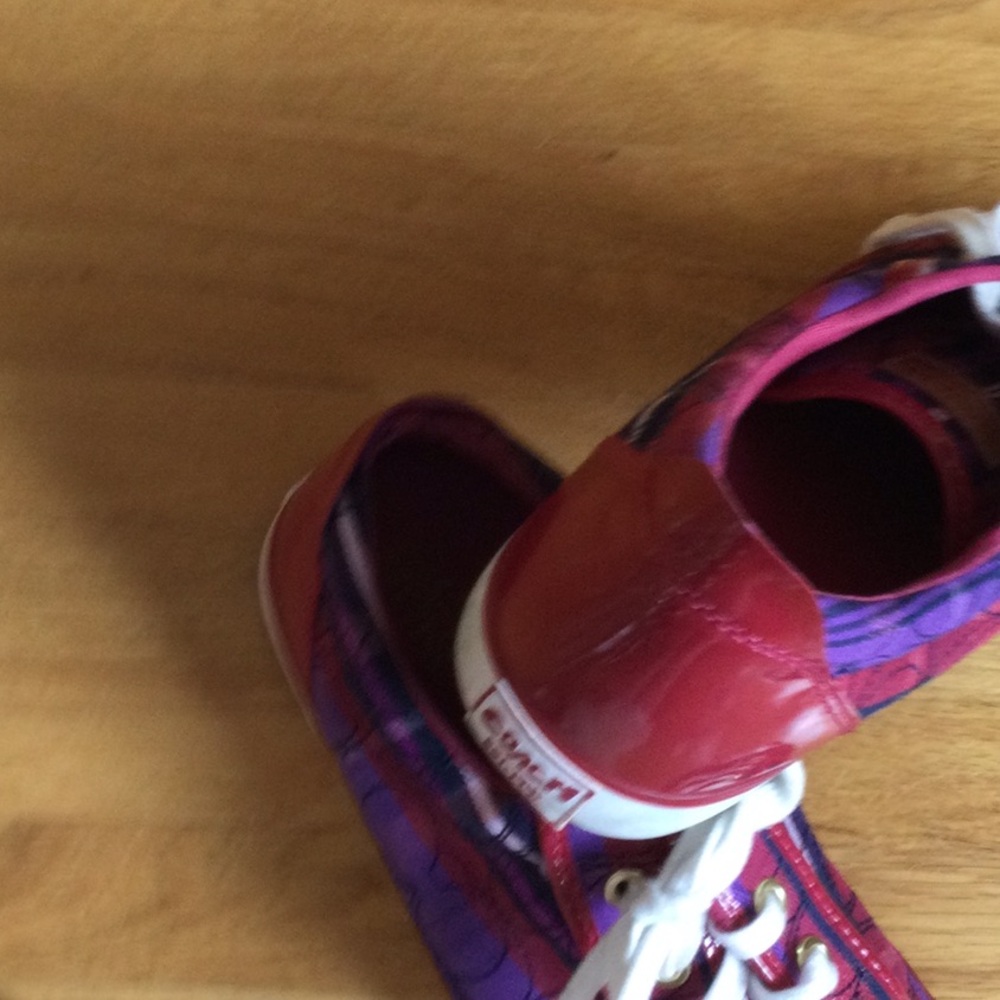 Coach Red and Purple Sneakers with Classic Design - Picture 4 of 8